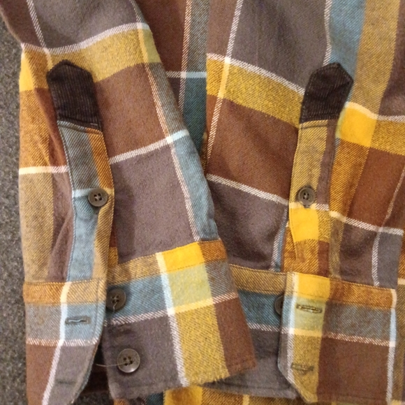 Fox Deluxe Men's Flannel Shirt(XXL)- plaid pattern-brown, mustard,teal and white - Picture 11 of 12